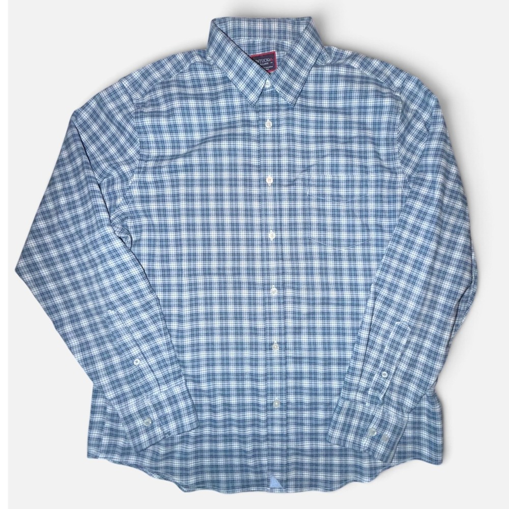 UNTUCKit Mens Dhais Blue Plaid Button Down Regular Fit Stretch Shirt XL 40694